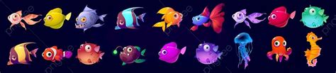 Underwater Fish Sea Vector Art PNG, Cute Underwater Animals Fish Sea, Black, On, Marine PNG ...