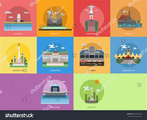 City Indonesia Conceptual Design Stock Vector (Royalty Free) 636940243 ...