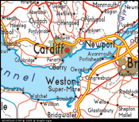 Map of Wales, Cardiff, UK Atlas