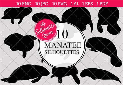 Manatee Silhouette Vector By The Silhouette Queen | TheHungryJPEG