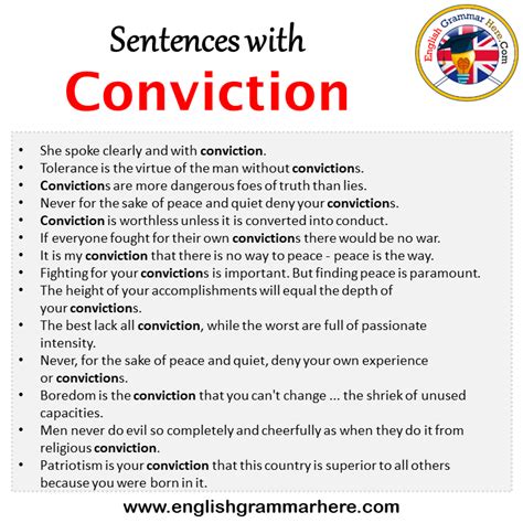 Sentences with Conviction, Conviction in a Sentence in English ...