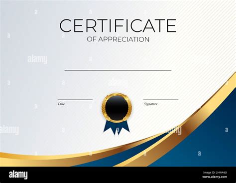 Blue and gold Certificate of achievement template set Background with gold badge and border ...