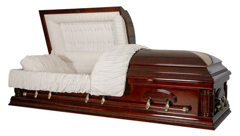 Cherrytone Solid Poplar Wood Caskets for Sale with Cream Velvet Interior | Overnight Caskets