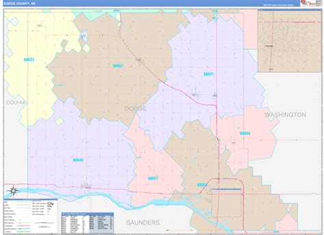 Dodge County, NE Wall Map Color Cast Style by MarketMAPS - MapSales