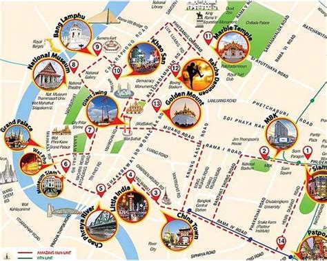 Bangkok Attractions Map | FREE PDF Tourist City Tours Map Bangkok 2023 | Bangkok attractions ...