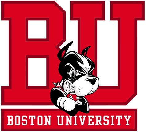 the boston university logo is shown in red and black with an image of a ...