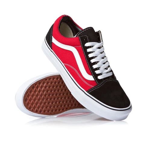 Vans Old Skool (School) in Black and Biking Red | Vans old school shoes ...