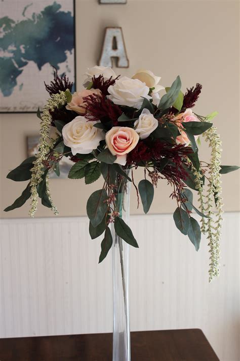 Burgundy and Blush Centerpieces and Silk Wedding Flowers — Silk Wedding Flowers and Bouquets ...