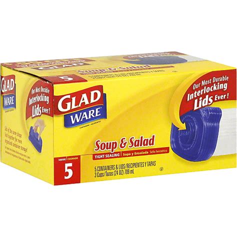 Glad Food Storage Containers, Soup and Salad, 24 Ounce, 5 Count ...