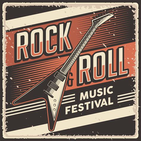 Retro Vintage Rock and Roll Music Festival Poster Sign 2234022 Vector ...