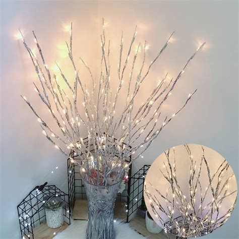 Branch Lights Led Tree, Warm White 20 lights LED Lighted Brown Willow Branches for Vases - Light ...