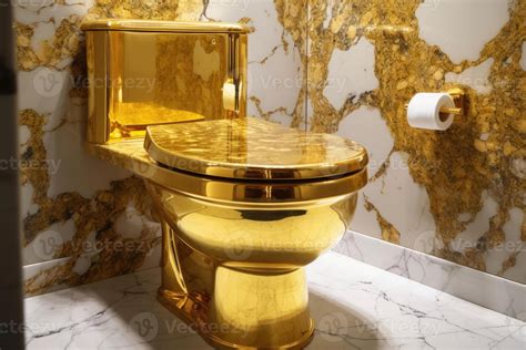 A luxurious toilet made of pure gold created with technology. 22397794 ...