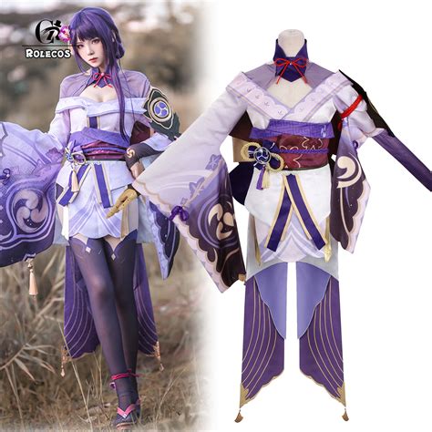 Raiden Shogun Cosplay Costume, Genshin Impact Baal Deluxe Suit Full Set Halloween Outfits For ...