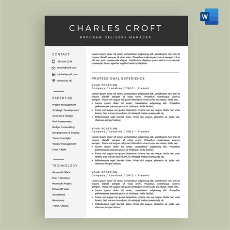 45 Free Modern Resume / Cv Templates – Minimalist, Simple pertaining to Microsoft Word Resumes ...