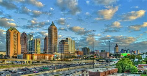 Atlanta Midtown To Downtown Sunset Reflections Panorama Skyline ...