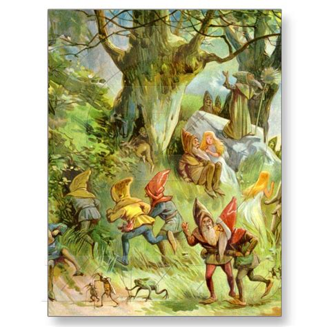 Elves and Gnomes in the Deep Dark Magical Forest Postcard | Zazzle ...