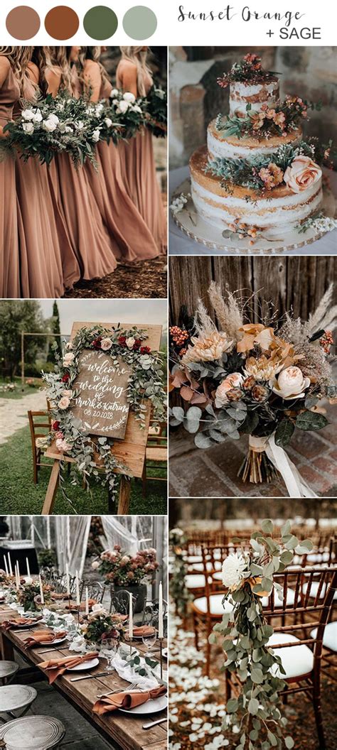 sunset orange and sage fall wedding color ideas 2020 - EmmaLovesWeddings