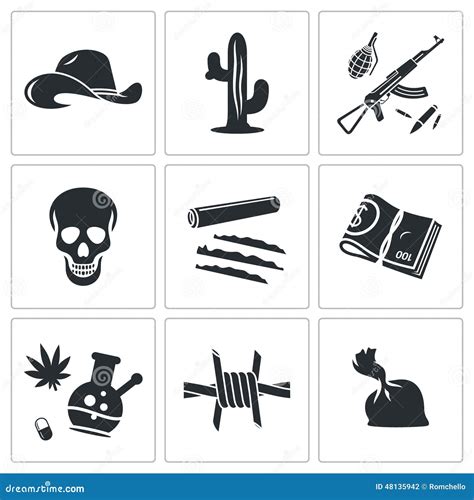 Mexican Cartel Vector Icons Set Stock Photo | CartoonDealer.com #48135942