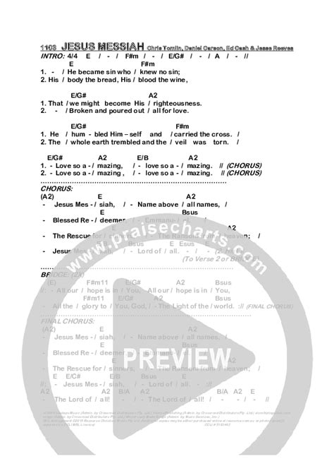 Jesus Messiah Chords PDF (Dennis Prince / Nolene Prince) - PraiseCharts