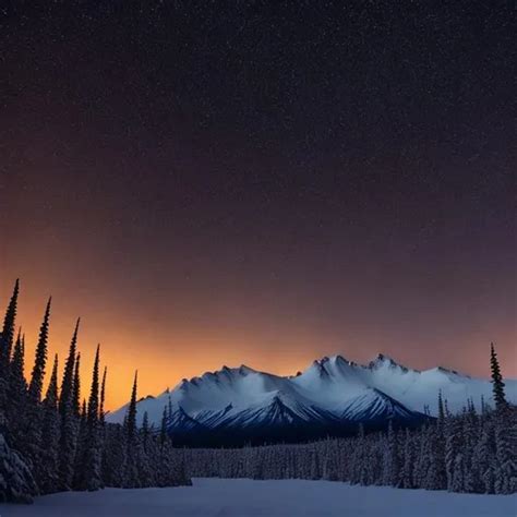 sunrise snow forest Alaska mountains dark night