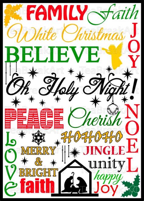 Christmas Word Art Typography PNG JPG EPS Cutting Files - Etsy