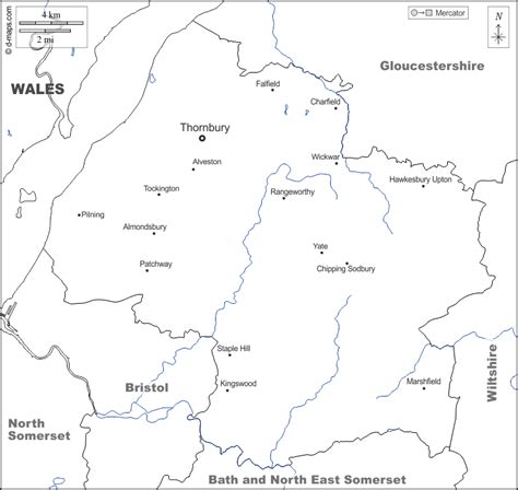 South Gloucestershire free map, free blank map, free outline map, free base map boundaries ...