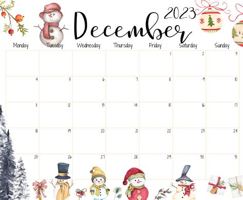 EDITABLE December 2024 Calendar, Beautiful Winter, Cute Snowman, Printable Fillable Planner ...