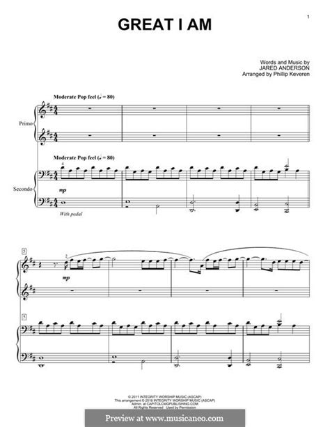 Great I am by J. Anderson - sheet music on MusicaNeo