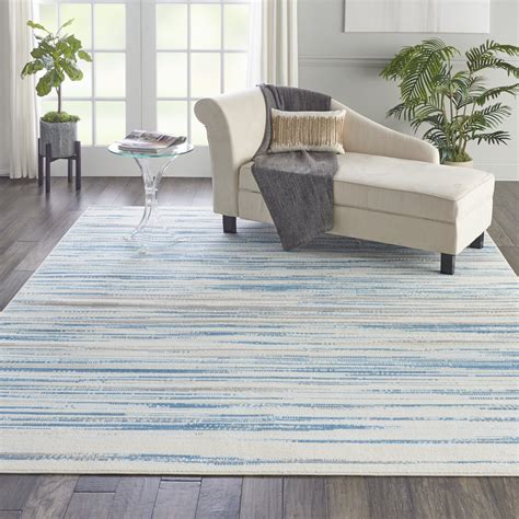 Nourison Jubilant Beach Striped Teal Blue Area Rug - Walmart.com in 2021 | Rugs in living room ...