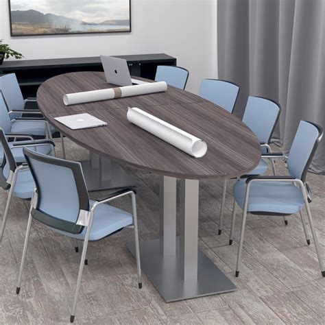 8-Person Oval Harmony Series Conference Table with Metal Bases