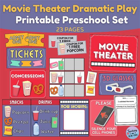 Movie Theater Dramatic Play Printable Pack for Toddlers and Preschoolers