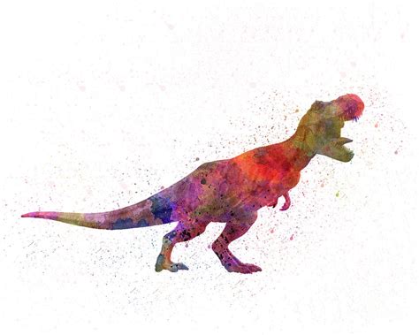 Tyrannosaurus rex dinosaur in watercolor Painting by Pablo Romero