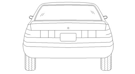 Car back view model detail dwg file - Cadbull