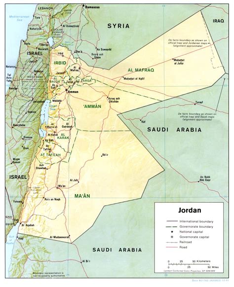 Carte des pays avec les villes : la Jordanie