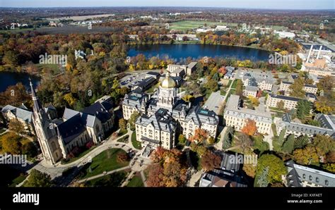 Aerial and drone shot of Notre Dame University campus in South Bend Indiana Stock Photo - Alamy