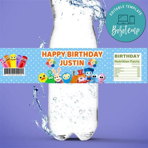 BabyFirst Birthday Water Bottle Label Template | Bobotemp