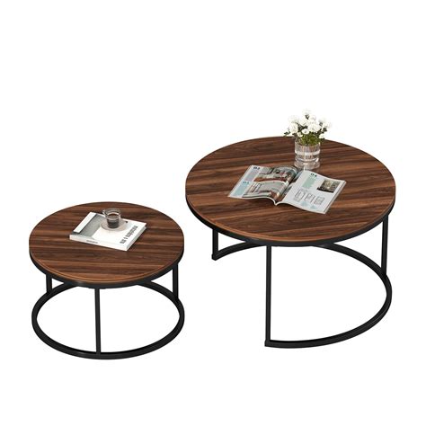 Lowestbest Round Nesting Side Tables, Marble Coffee Tables with Gold Metal Frame, White&Black ...