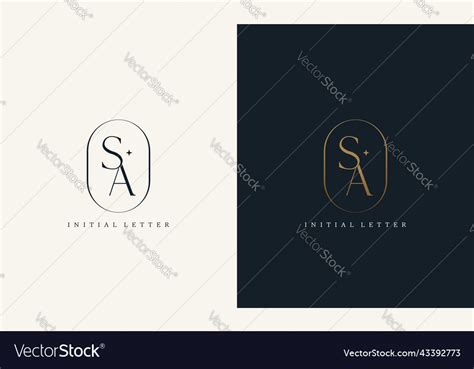 Premium sa logo monogram with gold circle frame Vector Image