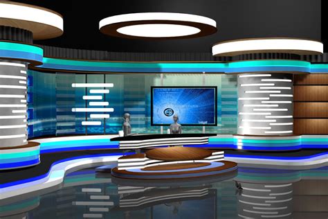 TV News Room Studio 002 3D Model