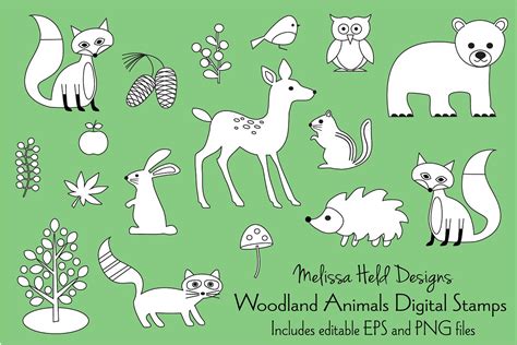 Woodland Animals Digital Stamps Graphic by Melissa Held Designs ...