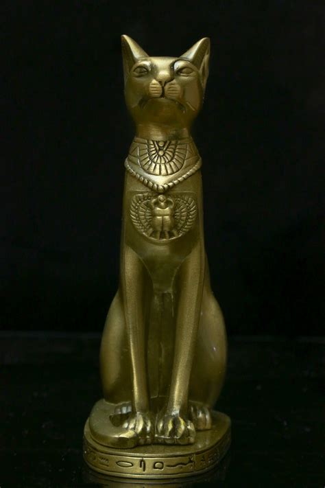 EGYPTIAN CAT GODDESS BAST BASTET STATUE Egypt BRONZE Polished Iron ...