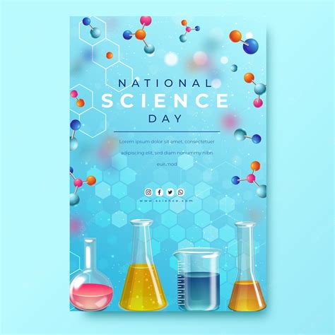 Free Vector | Realistic national science day vertical poster template