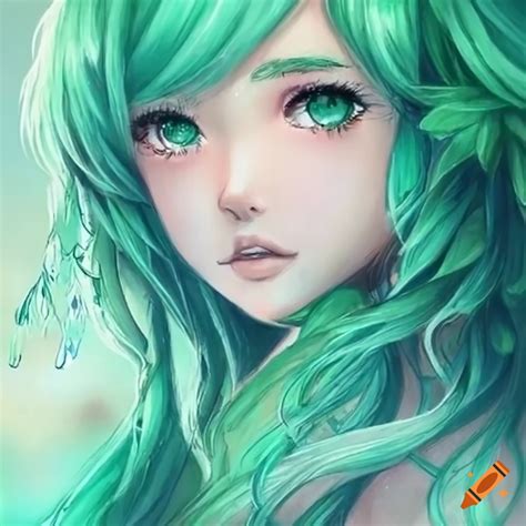 Anime artwork with emerald rain in pastel colors on Craiyon