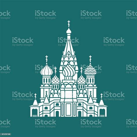 The Most Famous Cathedral In Moscow Saint Basils Cathedral Russia Stock Illustration - Download ...