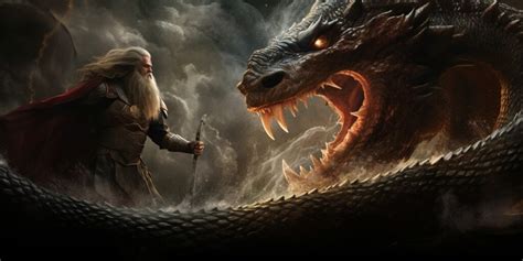 Jormungandr vs. Thor: The Epic Battle of Norse Legends - Viking Style