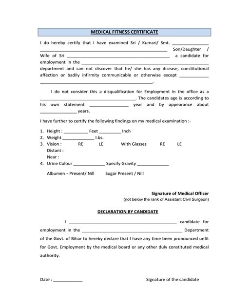 Medical Fitness Certificate - Fill Online, Printable, Fillable, Blank | pdfFiller