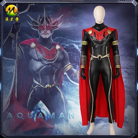 2018 Movie Aquaman Orm Cosplay Costume Ocean Master Men Costume Halloween Villain Ocean Master ...