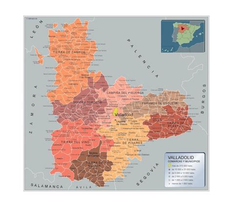 Mapa Municipios Valladolid | Vector World Maps