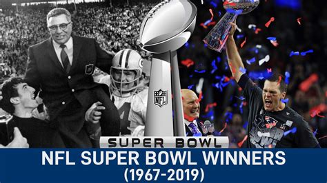 NFL All Super Bowl Winners 1967-2019 | Super bowl winners, Nfl, All super bowls