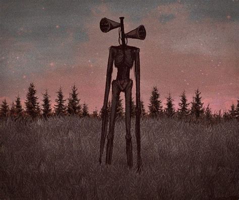 a skeleton standing in the middle of a field with two wind chimes on it's head